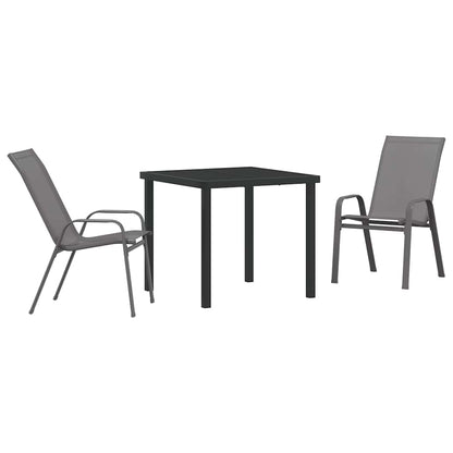 Set da Pranzo per Giardino 3 pcs Grigio e Nero