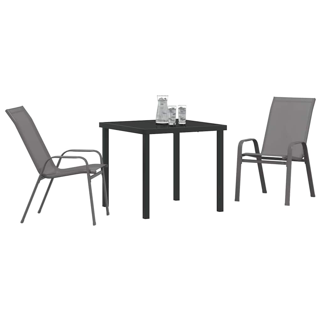 Set da Pranzo per Giardino 3 pcs Grigio e Nero