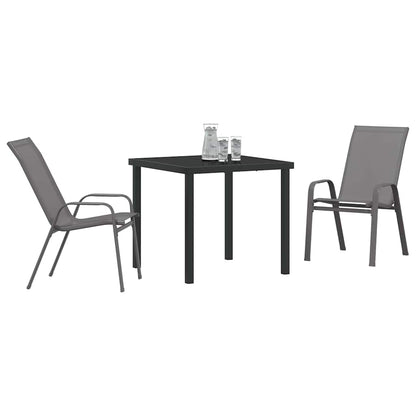 Set da Pranzo per Giardino 3 pcs Grigio e Nero