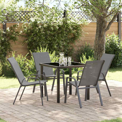 Set da Pranzo per Giardino 5 pcs Grigio e Nero