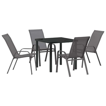 Set da Pranzo per Giardino 5 pcs Grigio e Nero