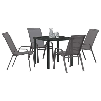 Set da Pranzo per Giardino 5 pcs Grigio e Nero