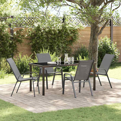 Set da Pranzo per Giardino 5 pcs Grigio e Nero