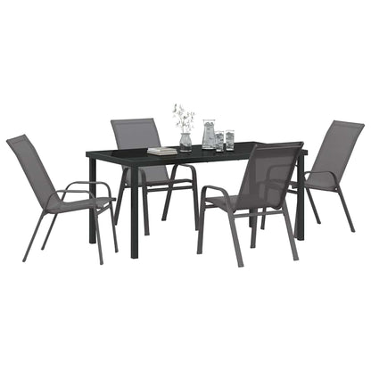 Set da Pranzo per Giardino 5 pcs Grigio e Nero