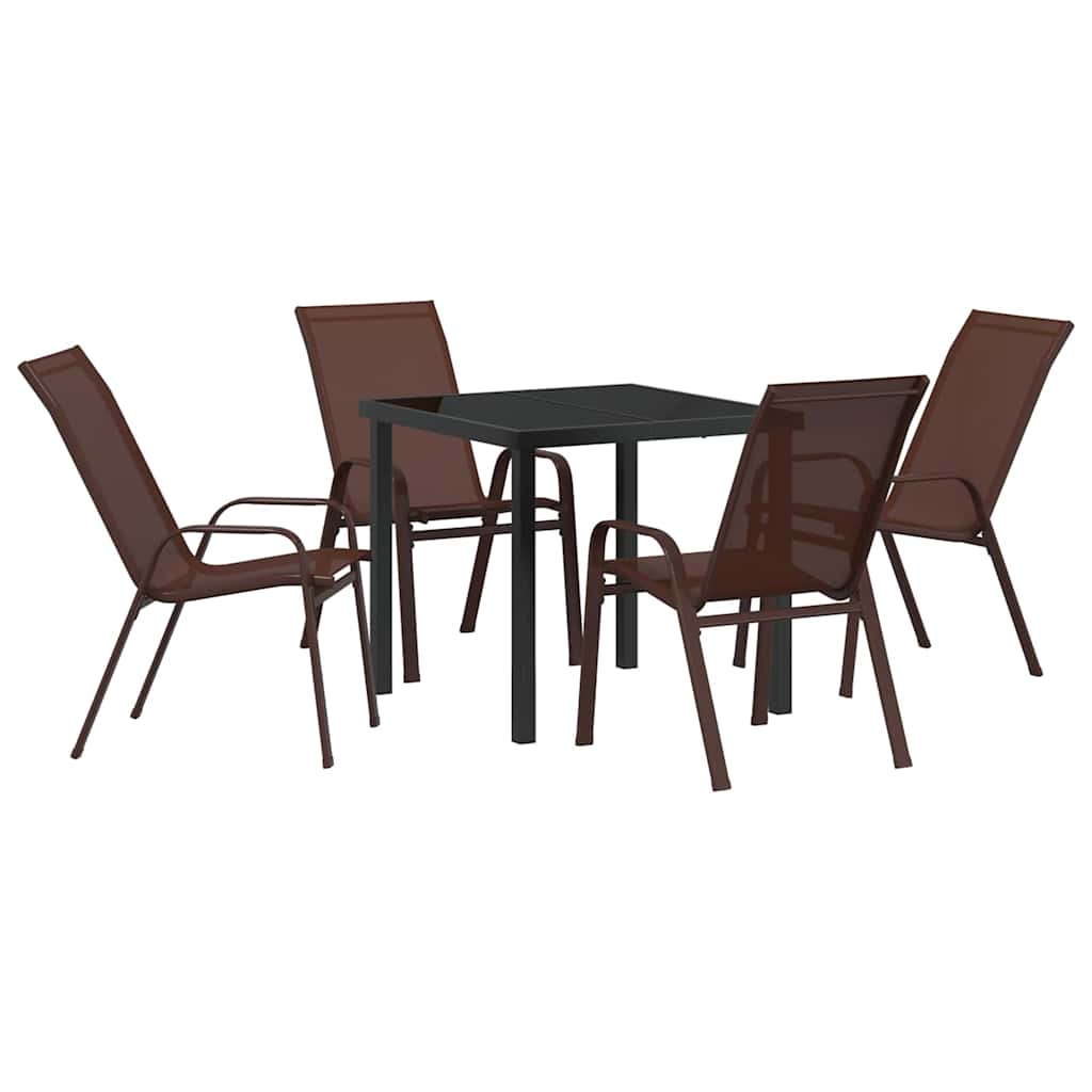Set da Pranzo per Giardino 5 pcs Marrone e Nero