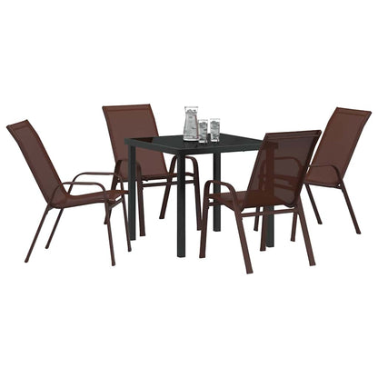 Set da Pranzo per Giardino 5 pcs Marrone e Nero
