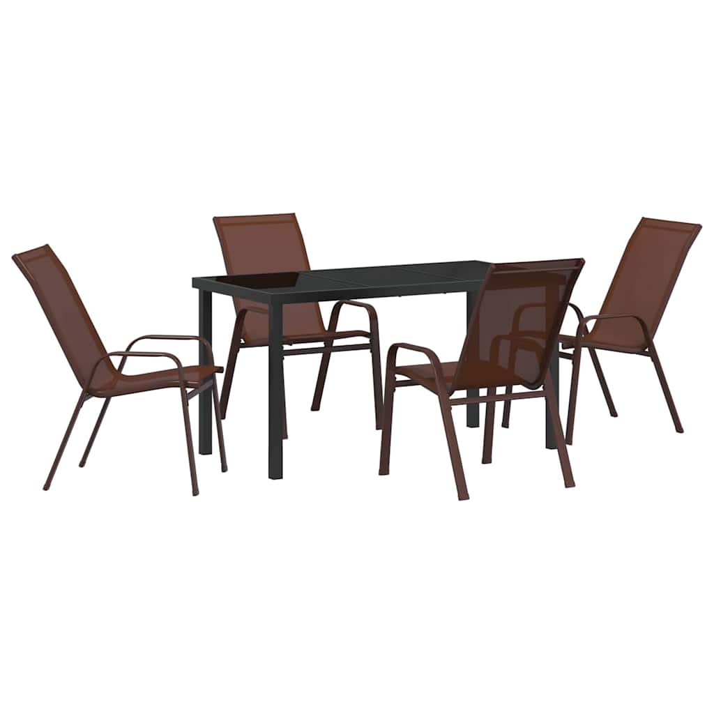 Set da Pranzo per Giardino 5 pcs Marrone e Nero