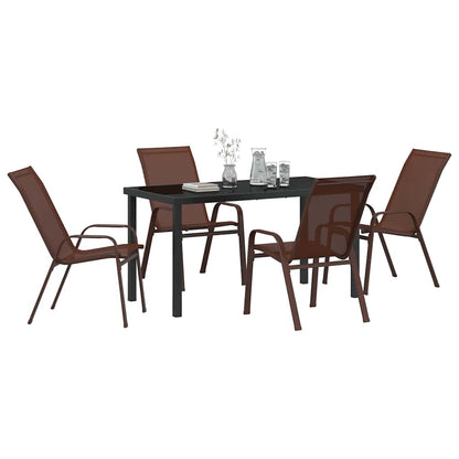 Set da Pranzo per Giardino 5 pcs Marrone e Nero