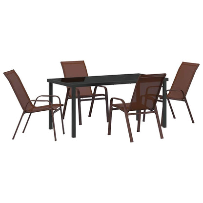 Set da Pranzo per Giardino 5 pcs Marrone e Nero