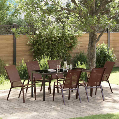 Set da Pranzo per Giardino 7 pcs Marrone e Nero