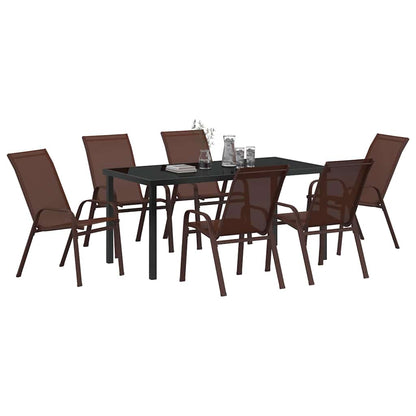 Set da Pranzo per Giardino 7 pcs Marrone e Nero