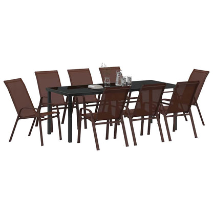 Set da Pranzo per Giardino 9 pcs Marrone e Nero