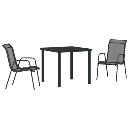Set da Pranzo per Giardino 3 pcs Nero