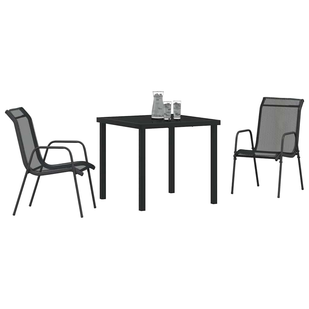 Set da Pranzo per Giardino 3 pcs Nero