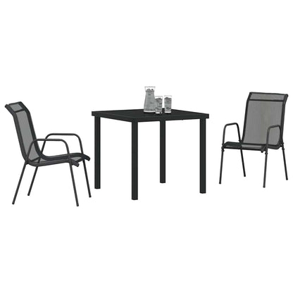Set da Pranzo per Giardino 3 pcs Nero