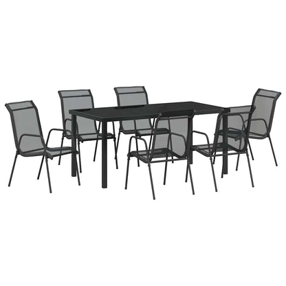 Set da Pranzo per Giardino 7 pcs Nero