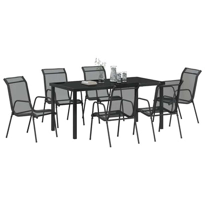 Set da Pranzo per Giardino 7 pcs Nero