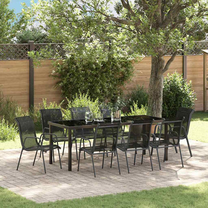 Set da Pranzo per Giardino 9 pcs Nero