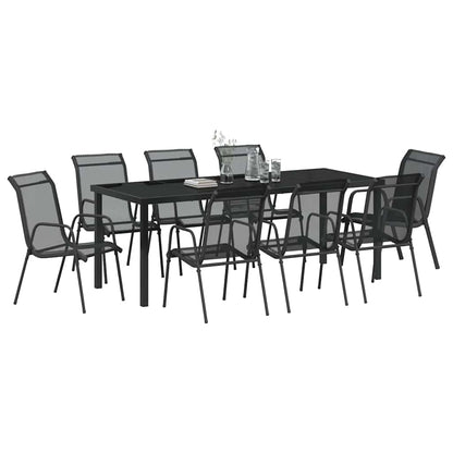 Set da Pranzo per Giardino 9 pcs Nero