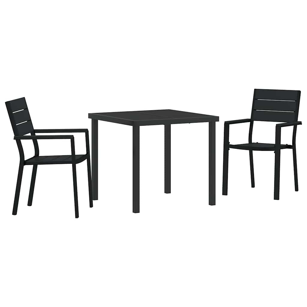 Set da Pranzo per Giardino 3 pcs Nero