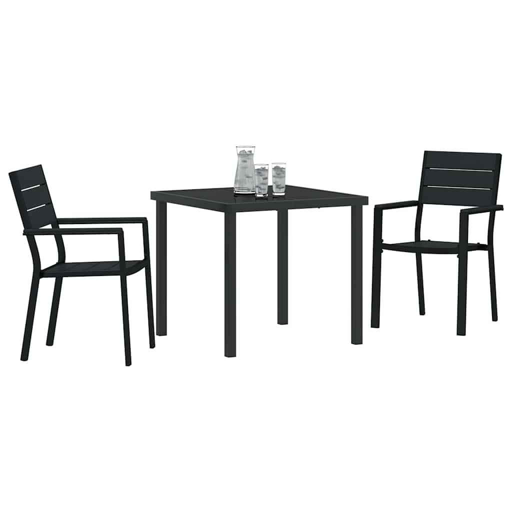 Set da Pranzo per Giardino 3 pcs Nero