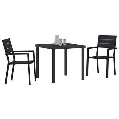 Set da Pranzo per Giardino 3 pcs Nero
