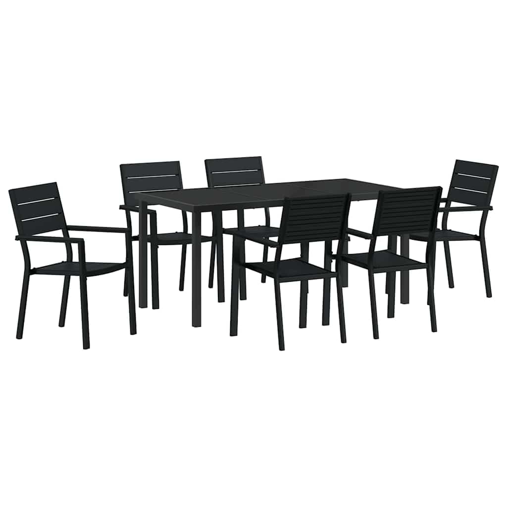 Set da Pranzo per Giardino 7 pcs Nero