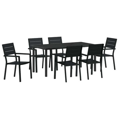 Set da Pranzo per Giardino 7 pcs Nero
