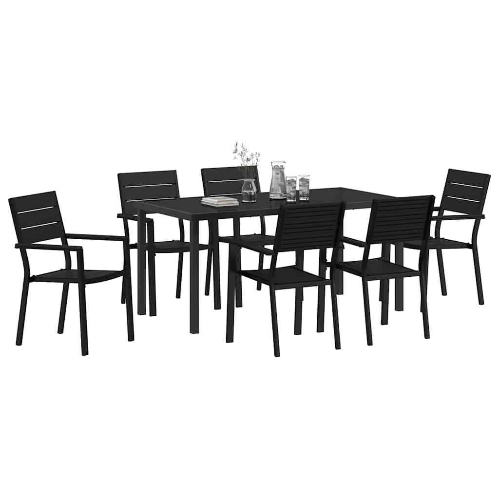 Set da Pranzo per Giardino 7 pcs Nero