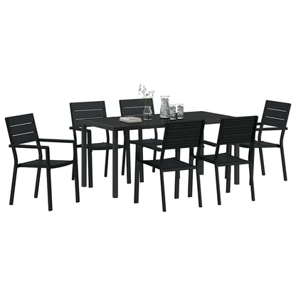 Set da Pranzo per Giardino 7 pcs Nero