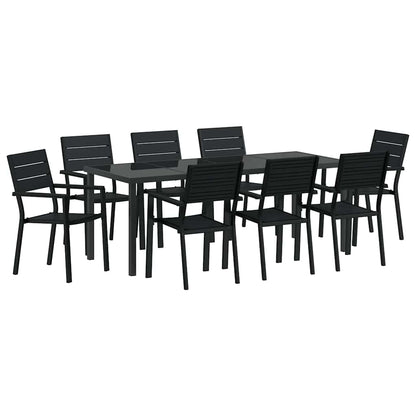 Set da Pranzo per Giardino 9 pcs Nero