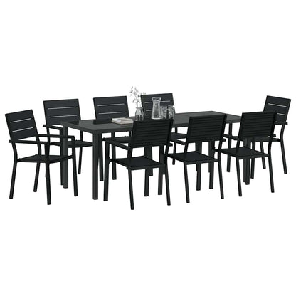 Set da Pranzo per Giardino 9 pcs Nero