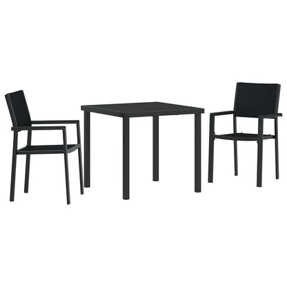 Set da Pranzo per Giardino 3 pcs Nero