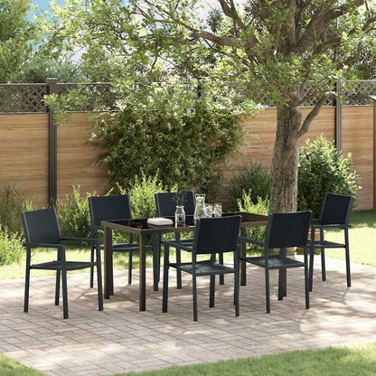 Set da Pranzo per Giardino 7 pcs Nero