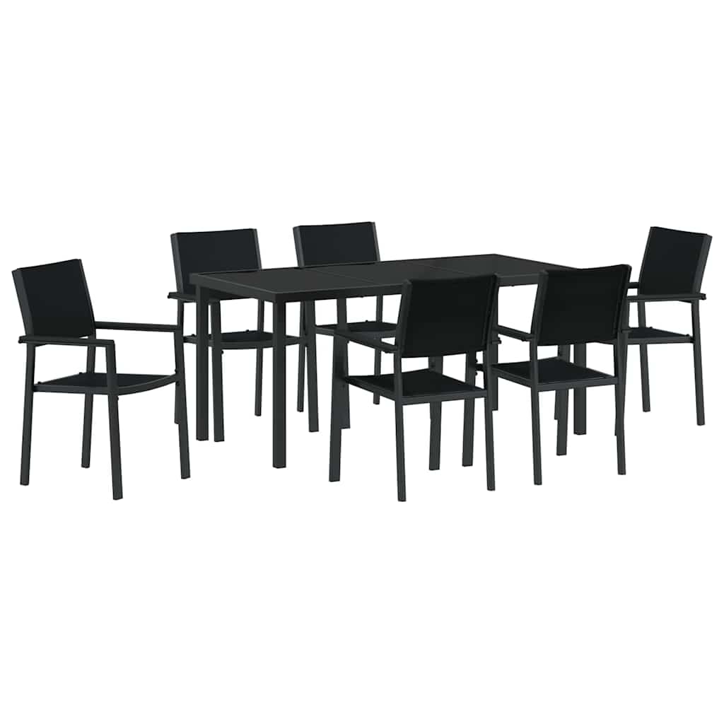 Set da Pranzo per Giardino 7 pcs Nero