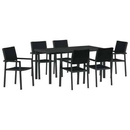 Set da Pranzo per Giardino 7 pcs Nero