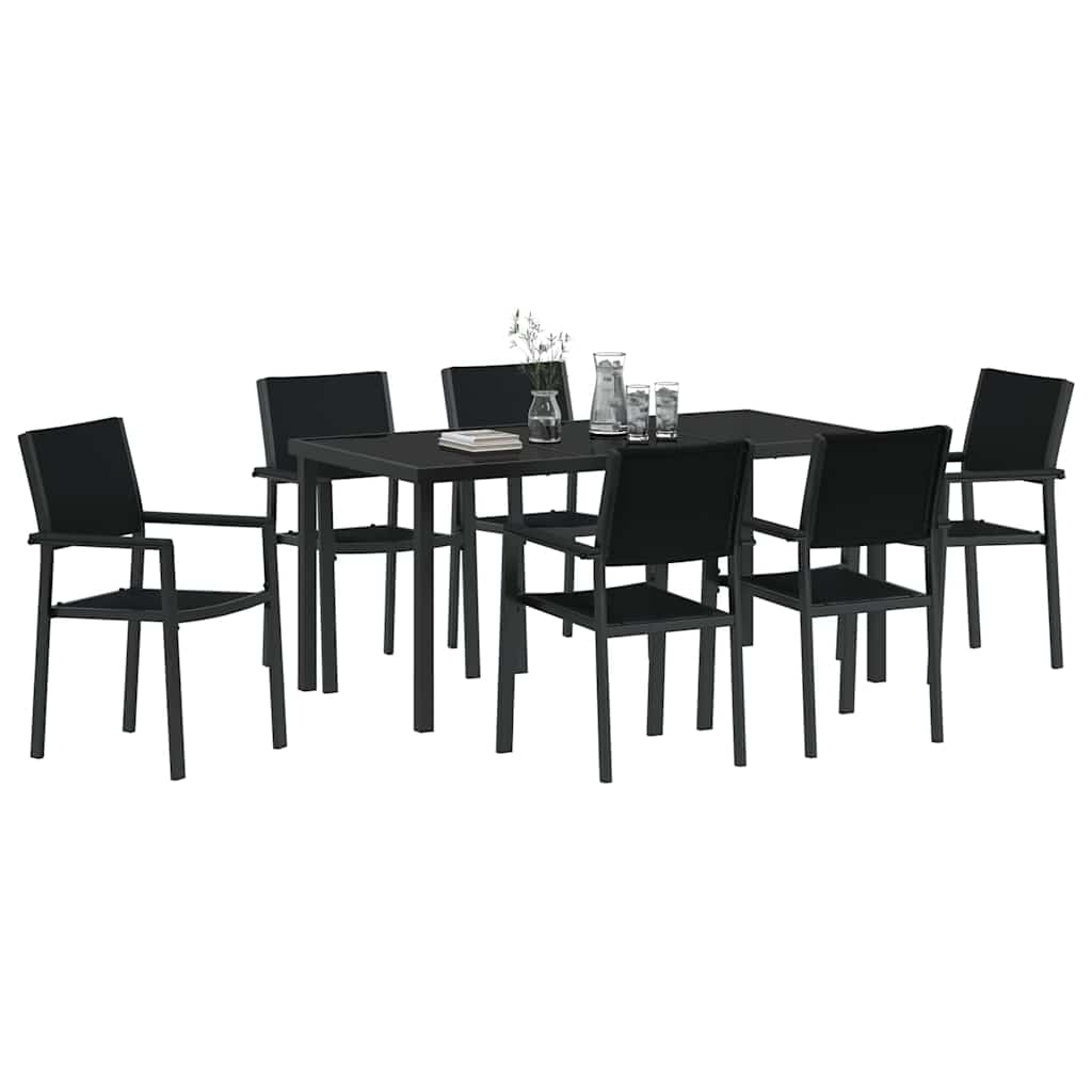 Set da Pranzo per Giardino 7 pcs Nero