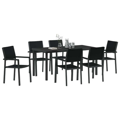 Set da Pranzo per Giardino 7 pcs Nero