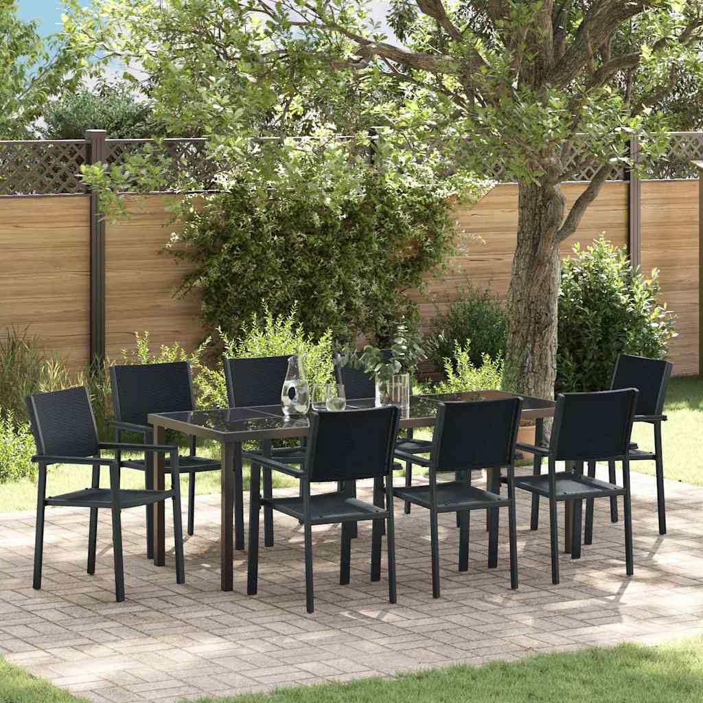 Set da Pranzo per Giardino 9 pcs Nero