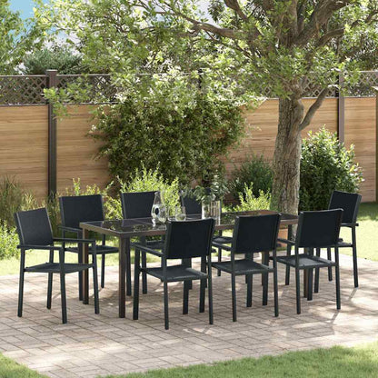 Set da Pranzo per Giardino 9 pcs Nero