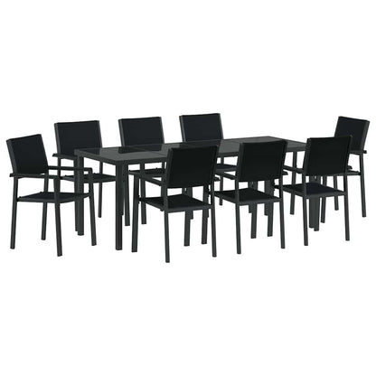 Set da Pranzo per Giardino 9 pcs Nero