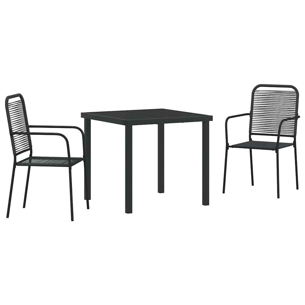 Set da Pranzo per Giardino 3 pcs Nero