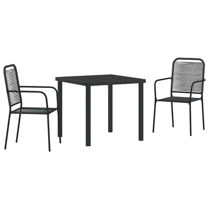 Set da Pranzo per Giardino 3 pcs Nero