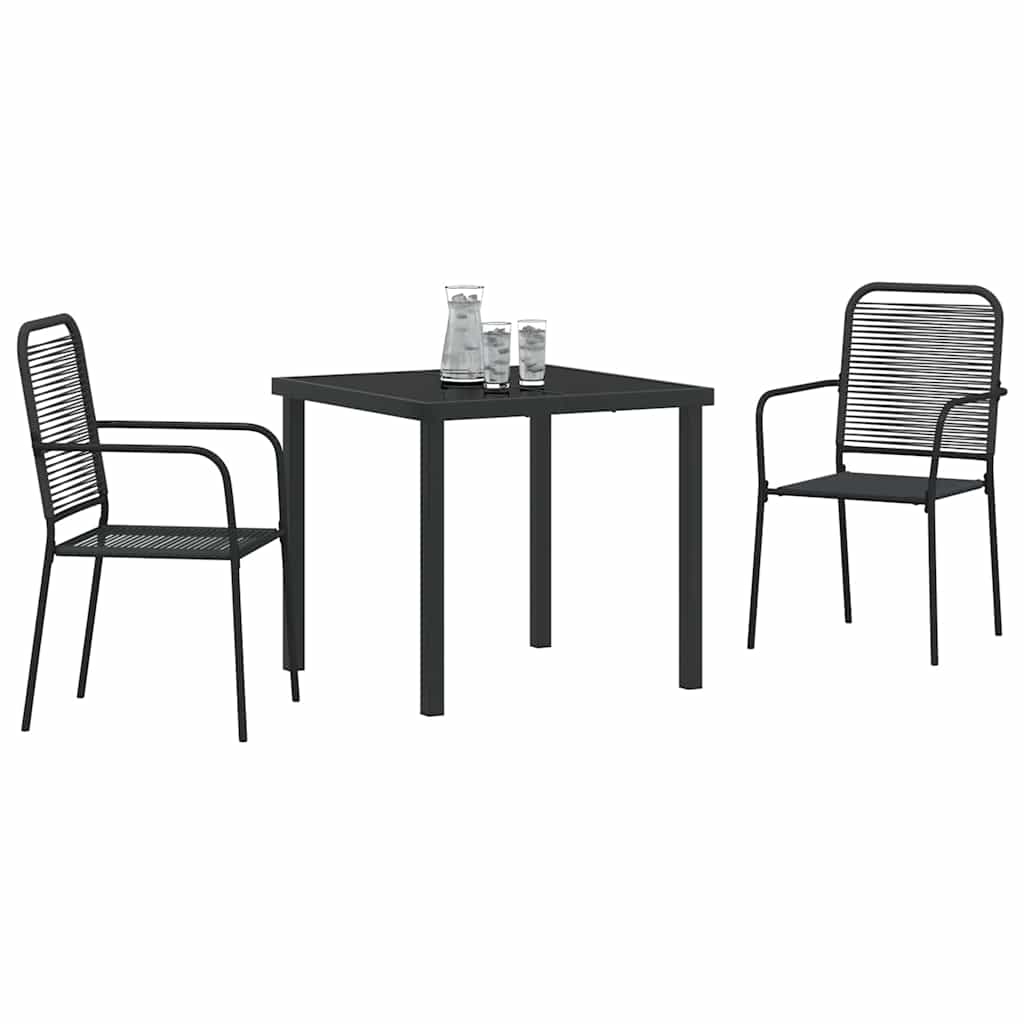 Set da Pranzo per Giardino 3 pcs Nero