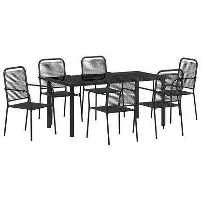 Set da Pranzo per Giardino 7 pcs Nero