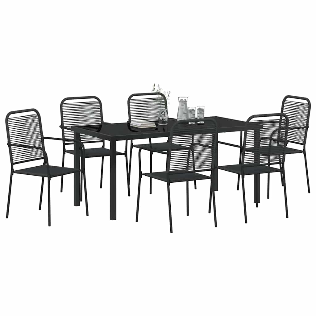 Set da Pranzo per Giardino 7 pcs Nero
