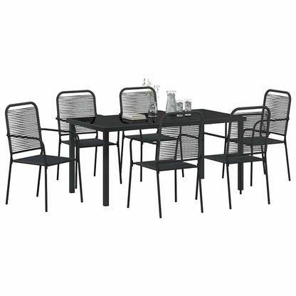 Set da Pranzo per Giardino 7 pcs Nero