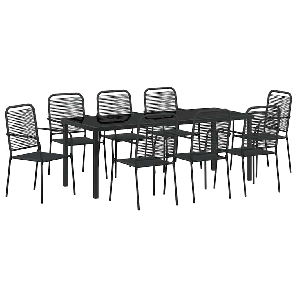 Set da Pranzo per Giardino 9 pcs Nero