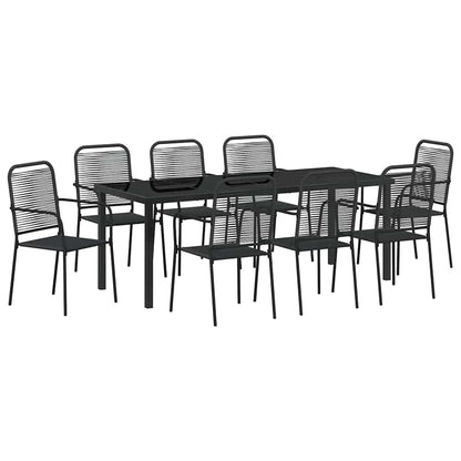 Set da Pranzo per Giardino 9 pcs Nero