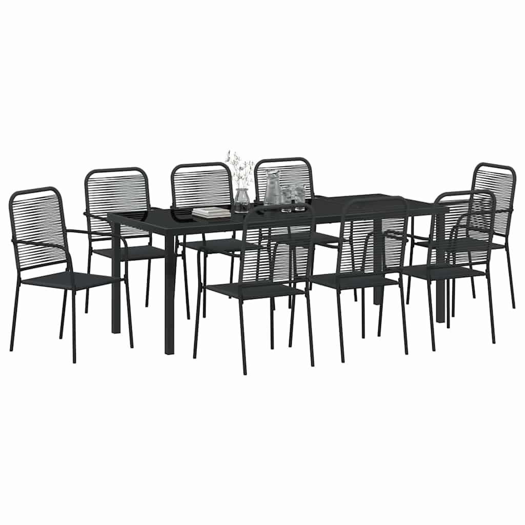 Set da Pranzo per Giardino 9 pcs Nero